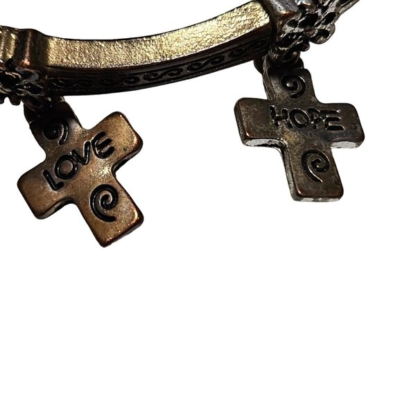 Faith Hope Love Cross Charm Bracelet Gold Tone Religious Inspirational Jewelry - Picture 3 of 5